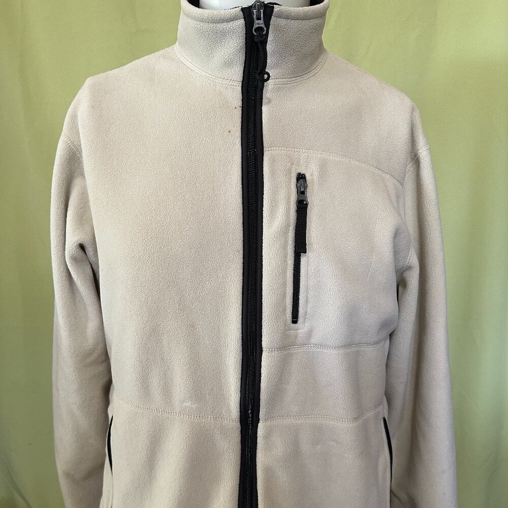 Polo Sport Ralph Lauren Men's Beige White Fleece Sweater Full Zip Medium Polarte